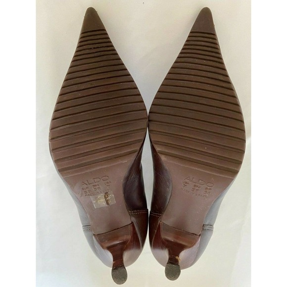 Aldo Brown Pumps Pointed Toe Kitten Heel Size 7 - Picture 5 of 6